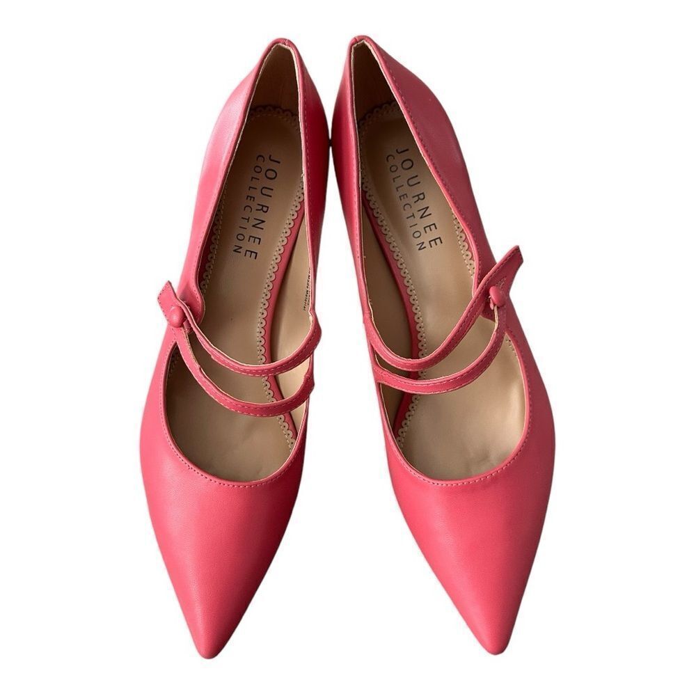 Journee Collection Sydney Mary Jane Stiletto Pumps Coral Pink Heels Womens 12 NW - Picture 3 of 9